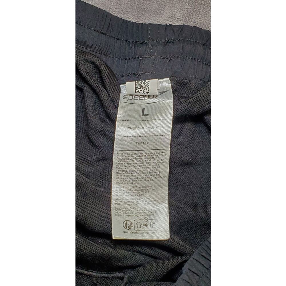 SPEEDO Swim Trunks Board Men's Sz L Shorts Mesh Liner Black Pockets C1-202 - Picture 6 of 10